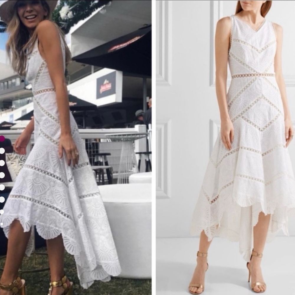 Zimmermann White Lace High-Low Midi Dress